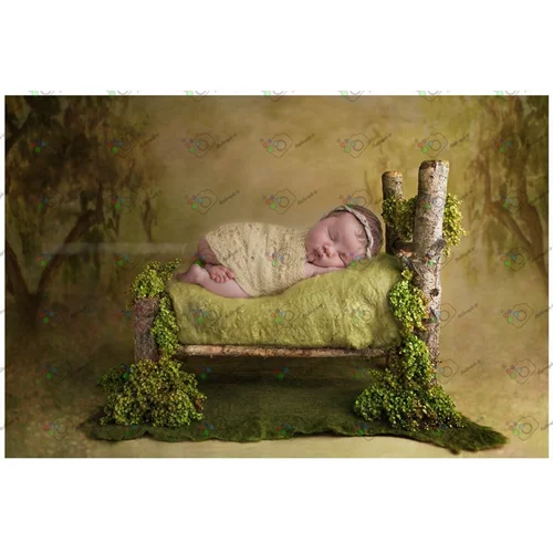 بک دراپ نوزاد تخت خواب چوب درختی سبز-کد 5494