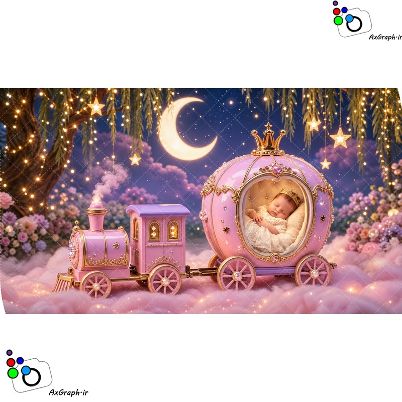 بک دراپ نوزاد کالسکه سیندرلا-کد 55492(ویژه عکس گراف)