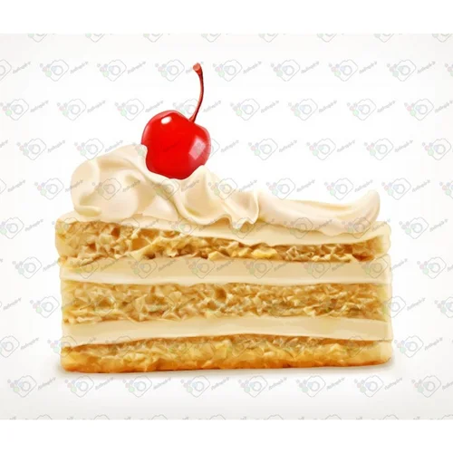 دانلود وکتور برش کیک خامه ای با آلبالو-کد 10367