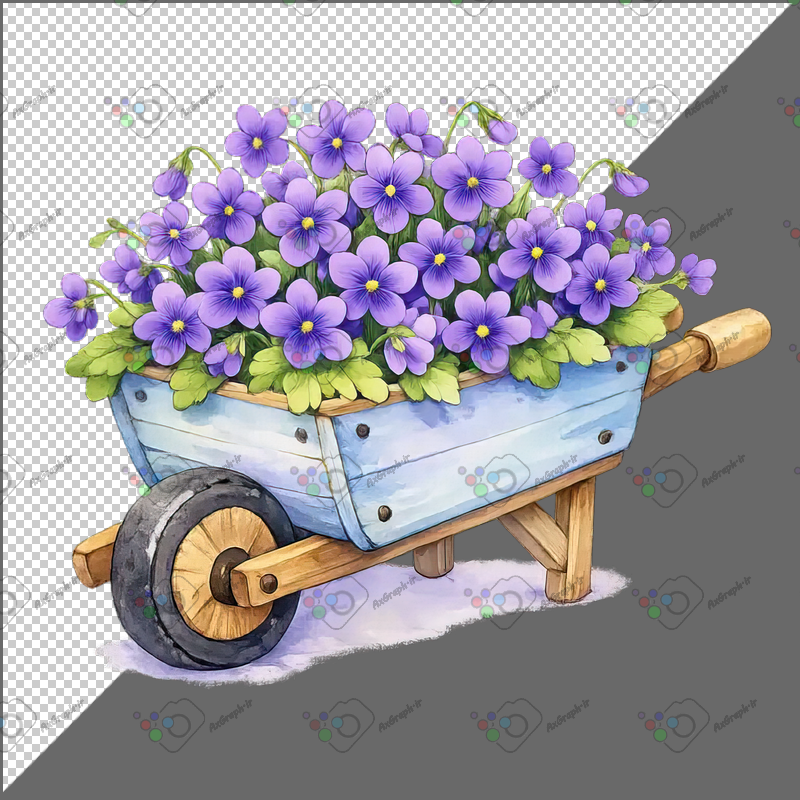 طرح برچسب فرقون چوبی پر از گلهای بنفش-کد 70027(ویژه عکس گراف)