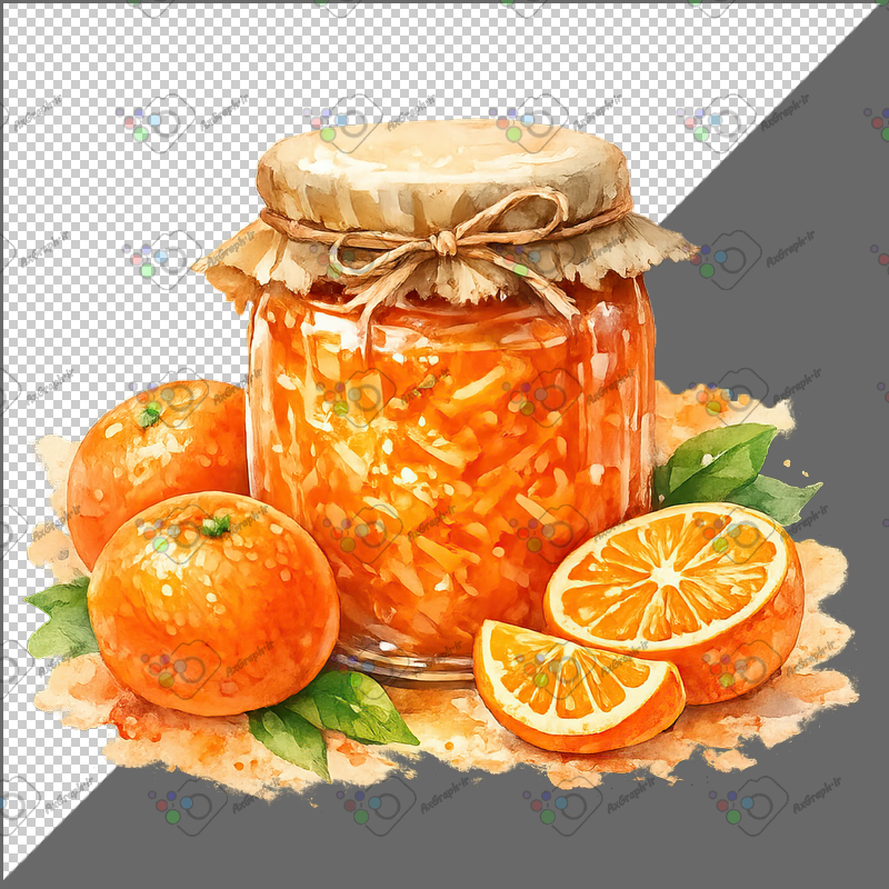 طرح برچسب فانتزی شیشه مربای پرتقال-کد 70164(ویژه عکس گراف)
