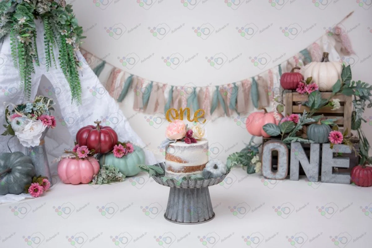 بک دراپ تولد یک سالگی تم کدو تنبل -کد 72