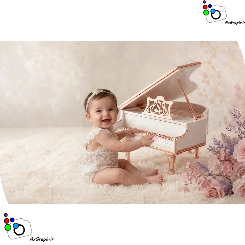 بک دراپ نوزاد پیانو-کد 55495(ویژه عکس گراف)
