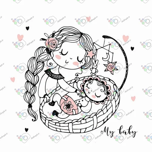 وکتور کودکانه مادر و نوزاد -کد 11071