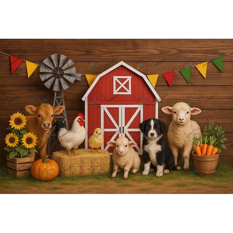 بک دراپ کودک تم مزرعه حیوانات-کد 55437(ویژه عکس گراف)