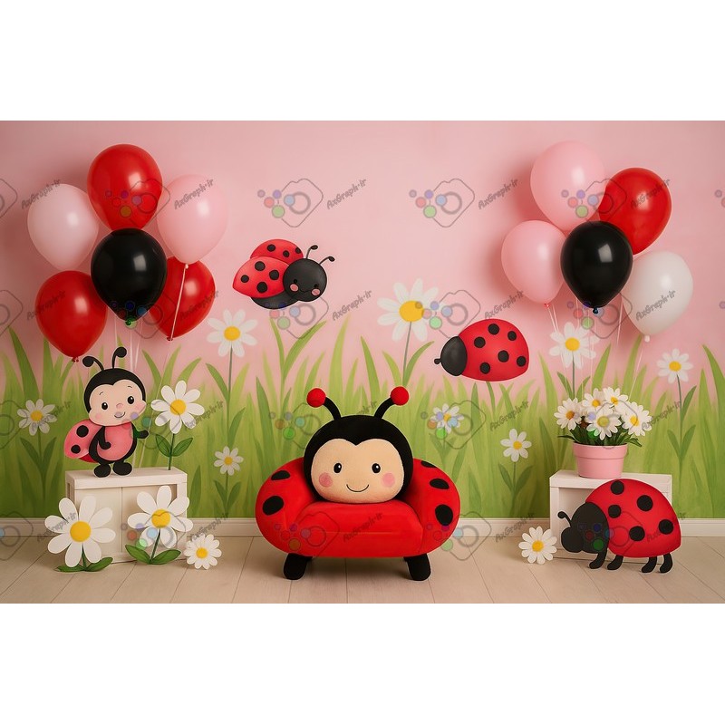 بک دراپ کودک تم کفشدوزک-کد 55450(ویژه عکس گراف)