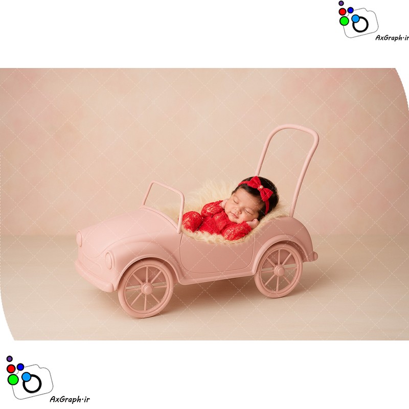بک دراپ نوزاد ماشین صورتی-کد 55516(ویژه عکس گراف)