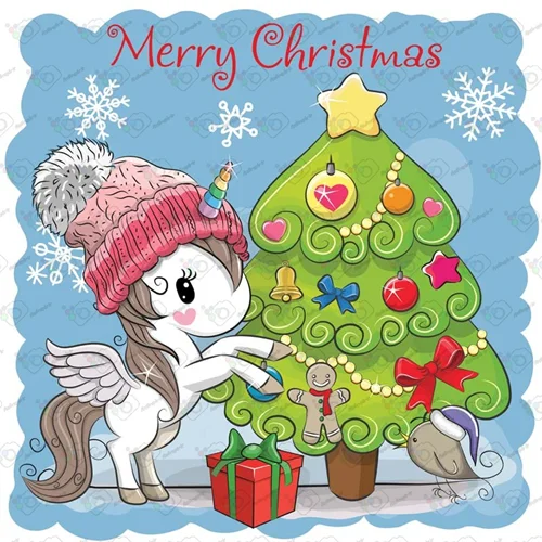 دانلود وکتور کارتونی تک شاخ و درخت کریسمس-کد 10103