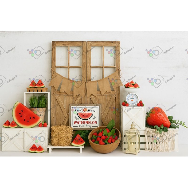 بک دراپ آتلیه کودک تم هندونه-کد 55414(ویژه عکس گراف)