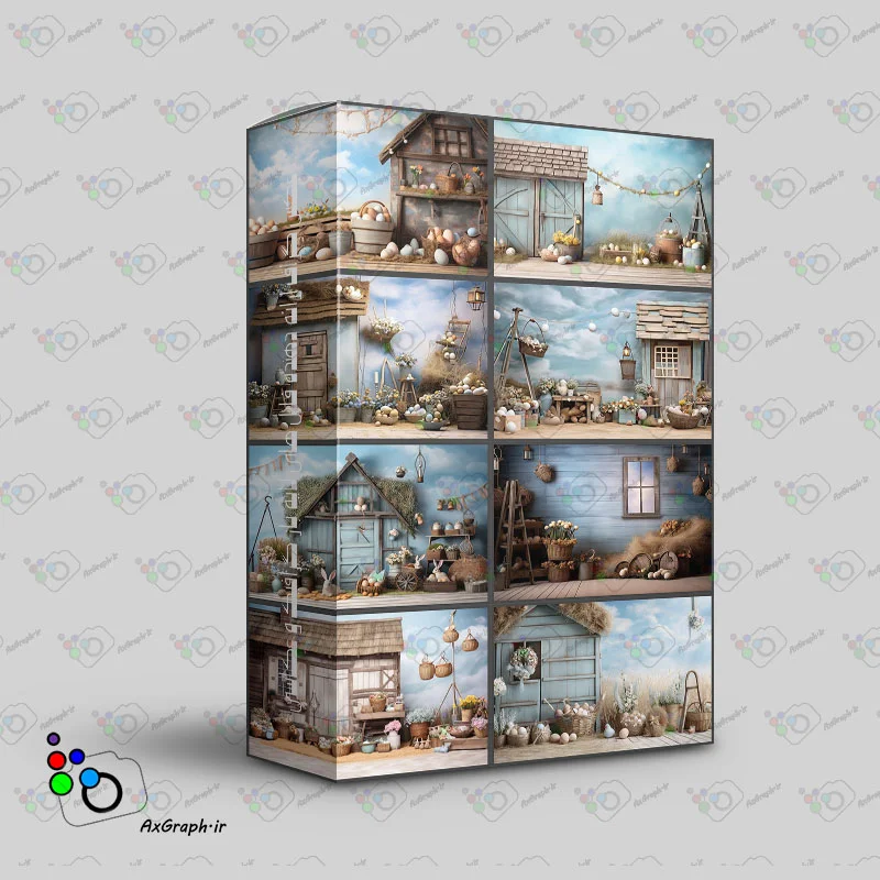 مجموعه 8 بک دراپ اتلیه کودک تم بهار-کد 50015