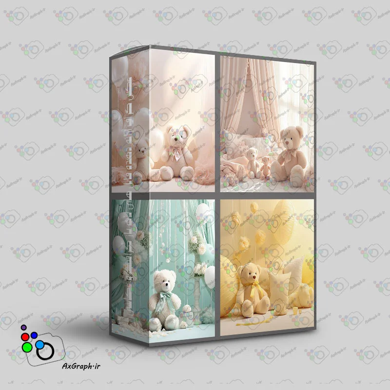 مجموعه 12 بک دراپ آتلیه کودک تدی -کد 50055