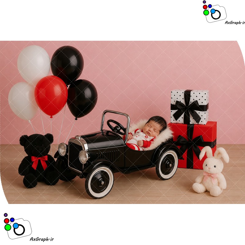 بک دراپ نوزاد ماشین سیاه تم ولنتاین-کد 55519(ویژه عکس گراف)
