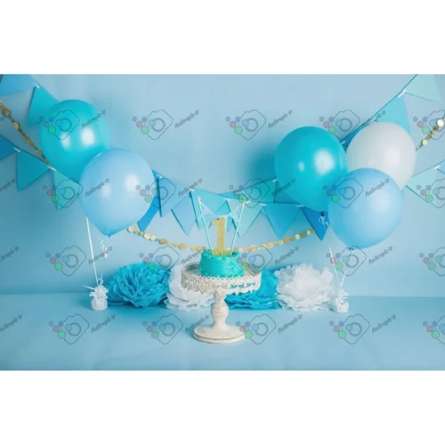 دانلود رایگان بک دراپ تولد یک سالگی تم آبی-کد 34863
