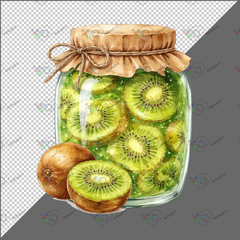 طرح برچسب فانتزی شیشه مربای کیوی-کد 70165(ویژه عکس گراف)