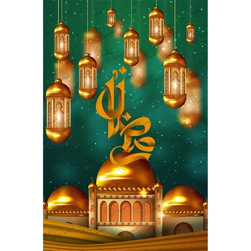 دانلود وکتور ماه مبارک رمضان با طرح مسجد و فانوس-کد 10276