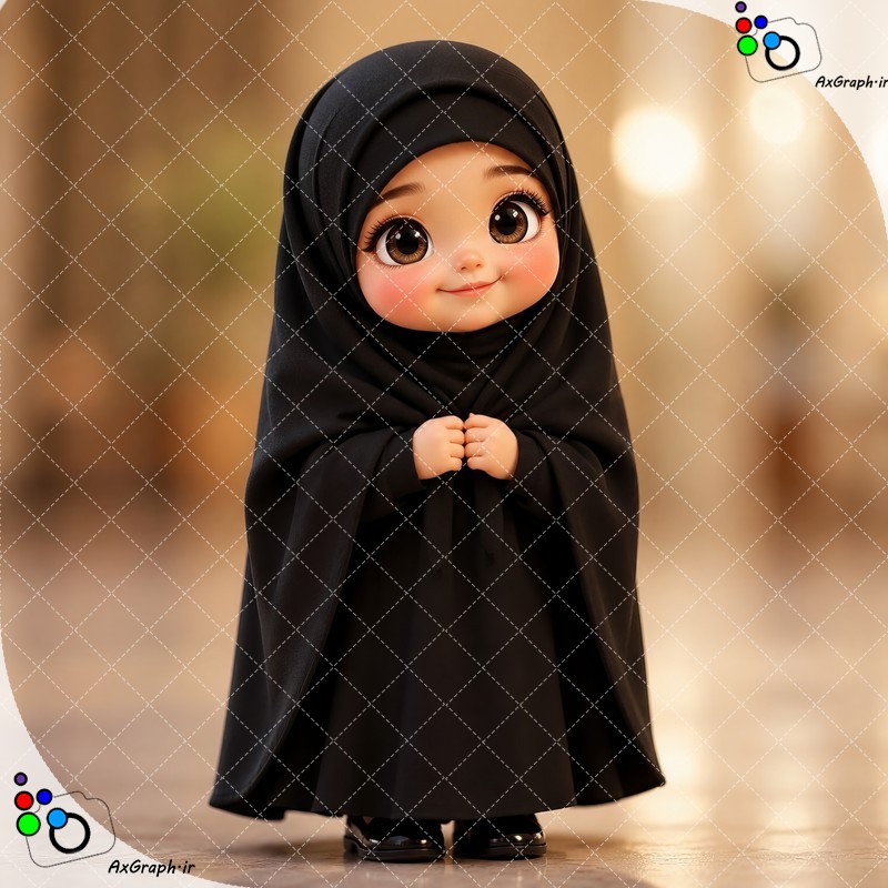بک گراند کودکانه دختر کوچولوی ناز چادری ایستاده-کد 44851(ویژه عکس گراف)