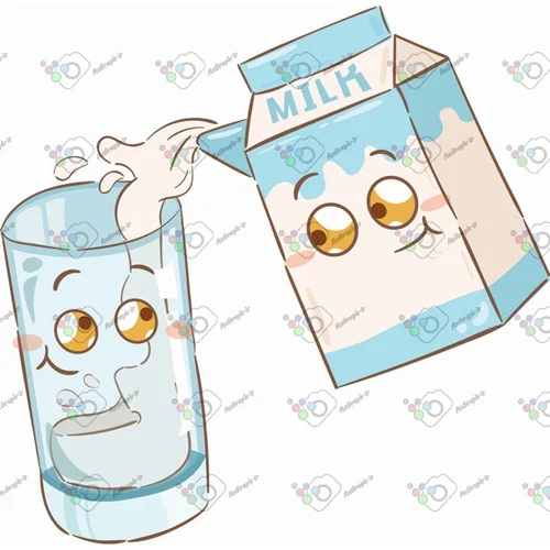 وکتور کارتونی لیوان و پاکت شیر-کد 11996