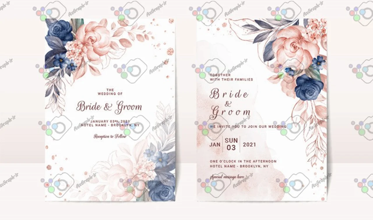 وکتور کارت دعوت عروسی گلدار-کد 11599