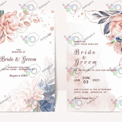 وکتور کارت دعوت عروسی گلدار-کد 11599