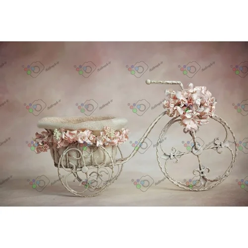 بک دراپ نوزاد دوچرخه آهنی با سبد گل آرایی-کد 5565