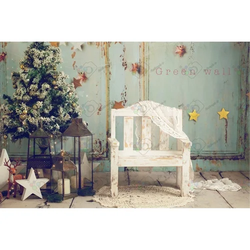 بک دراپ آتلیه صندلی چوبی تم کریسمس-کد 35201