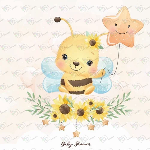 وکتور کودکانه زنبور عسل و ستاره طلایی-کد 10793