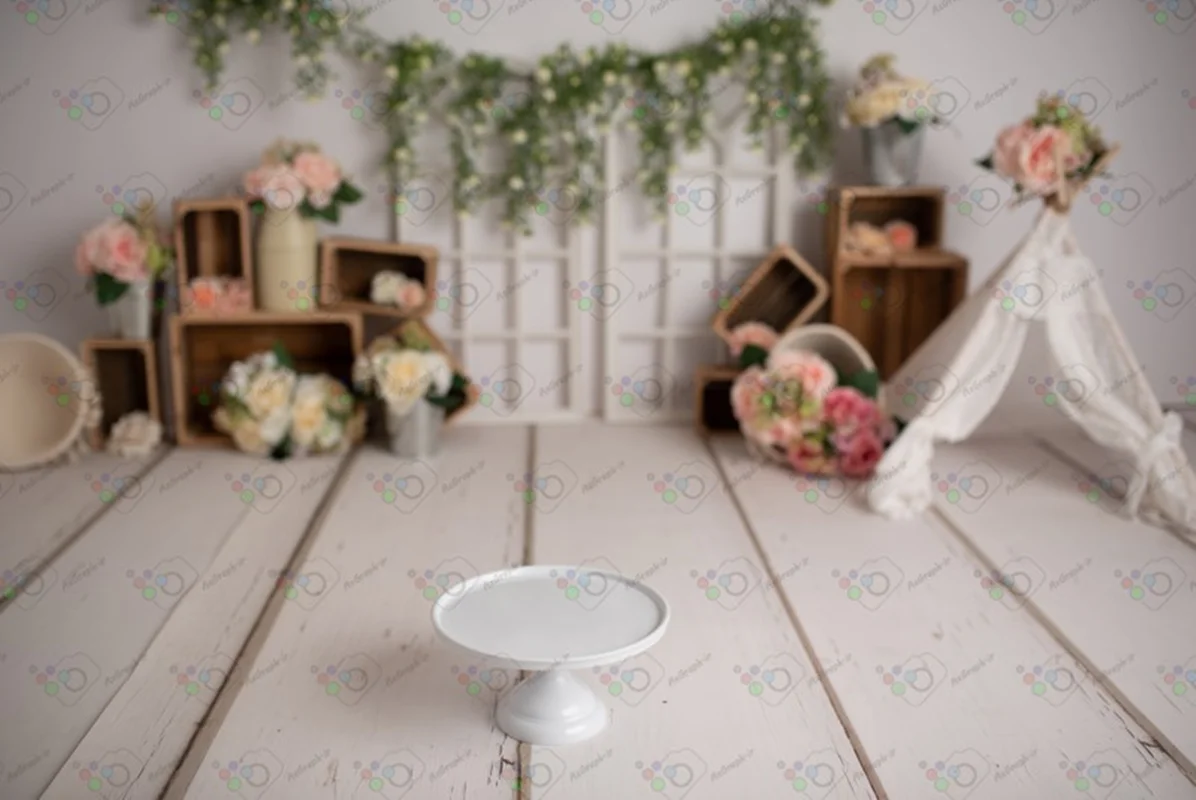 بک دراپ تولد تم بوهو و گل رز -کد 43