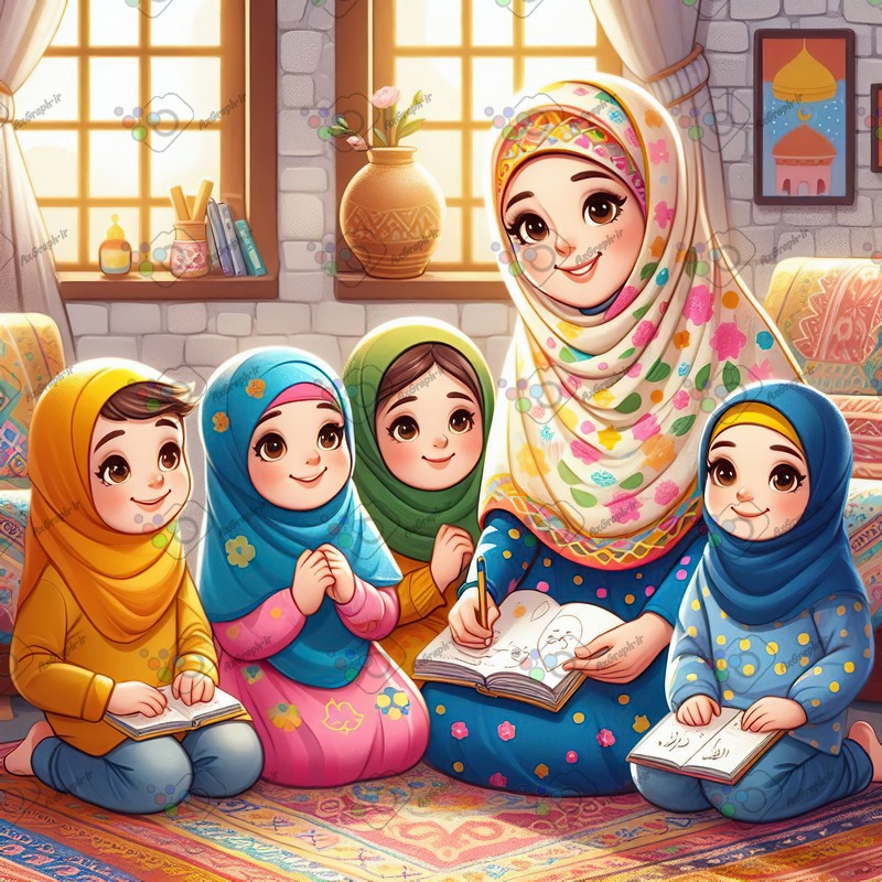 بک گراند کودکانه دخترای با مزه و با حجاب کنار مامان مهربون-کد 44440(ویژه عکس گراف)