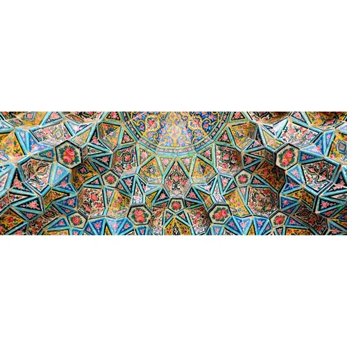 تصویر با کیفیت نمایی از مقرنس کاری بسیار زیبای سقف مسجد صورتی -کد 30191