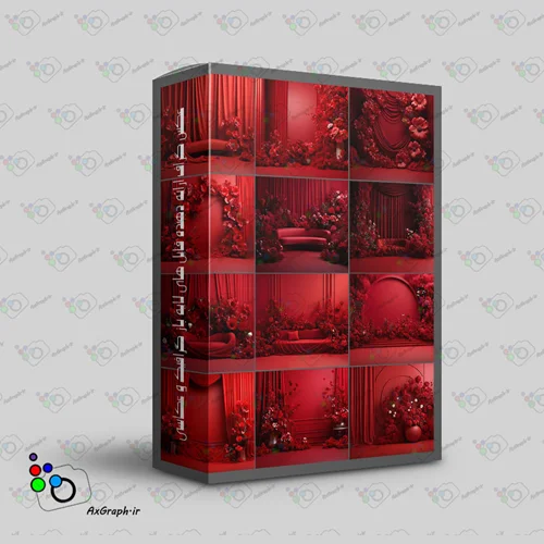 مجموعه بک دراپ های اتاق گل آرایی قرمز ویژه ولنتاین در 25 طرح -کد 50084
