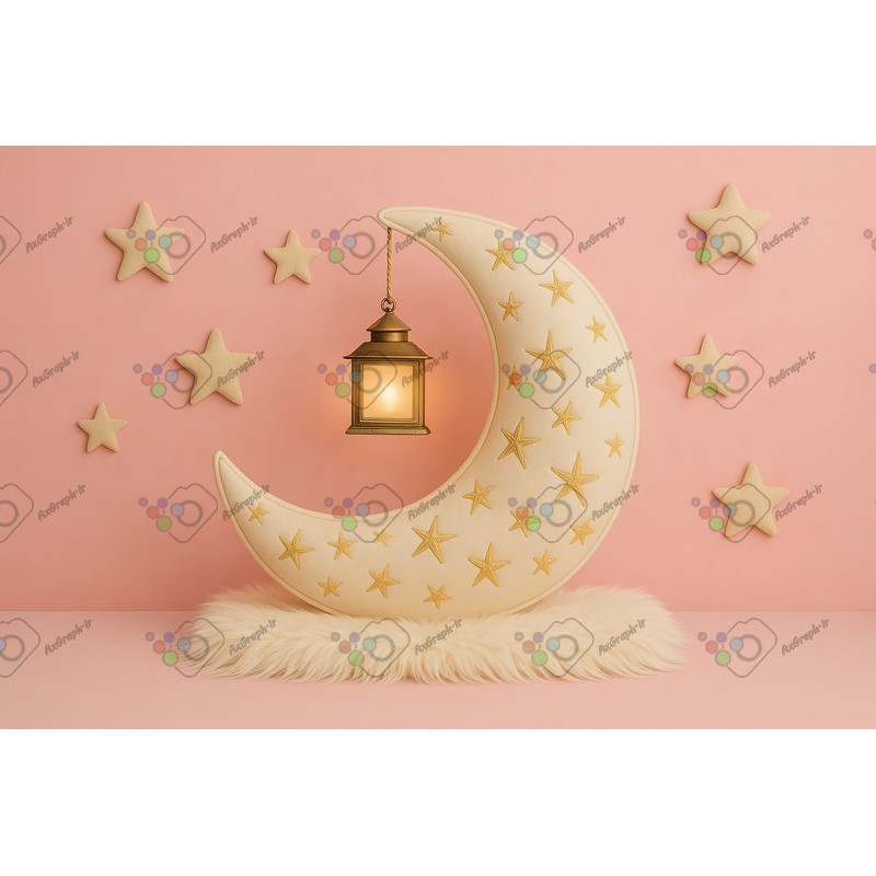 بک دراپ کودک و نوزاد تم ماه و ستاره-کد 55423(ویژه عکس گراف)