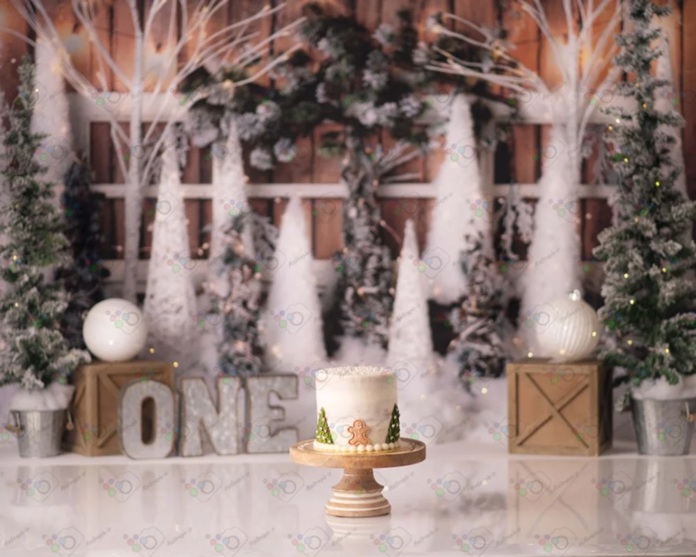 بک دراپ تولد یک سالگی تم کریسمس-کد 139