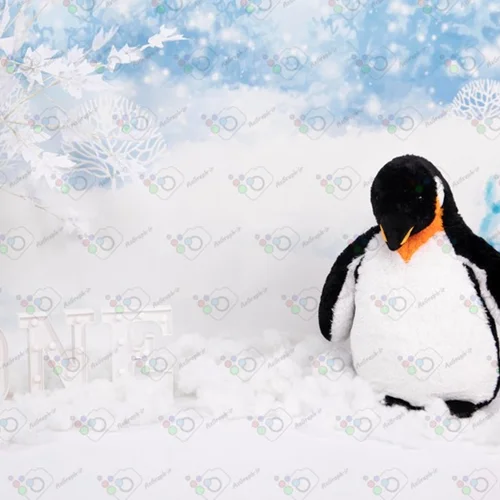 بک دراپ تولد یک سالگی تم پنگوئن -کد 15