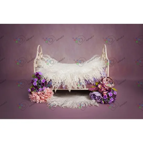 بک دراپ نوزاد تخت خواب آهنی گل آرایی-کد 5659