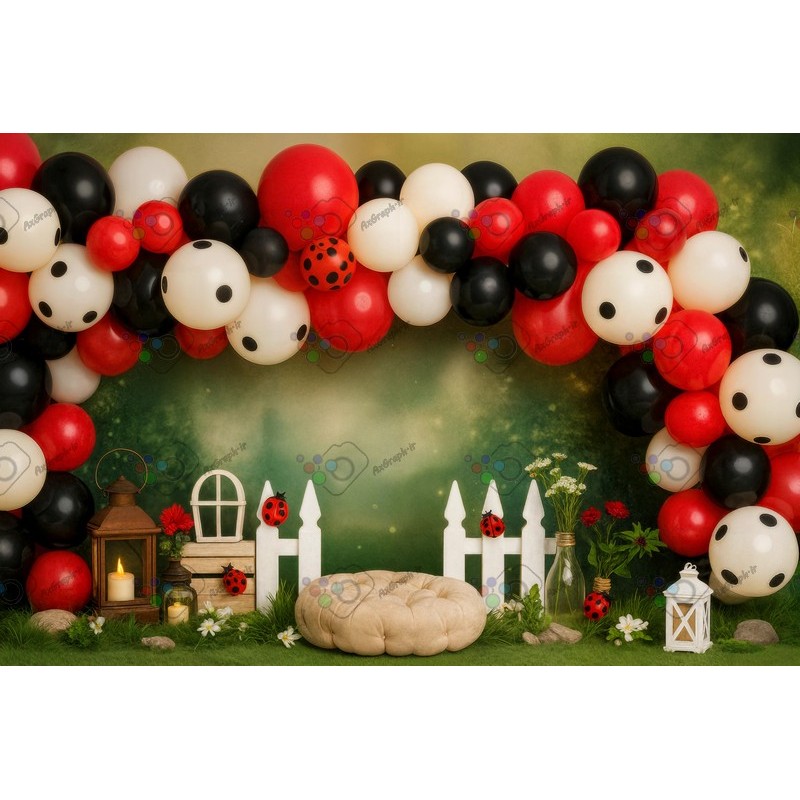 بک دراپ کودک تم کفشدوزک-کد 55438(ویژه عکس گراف)