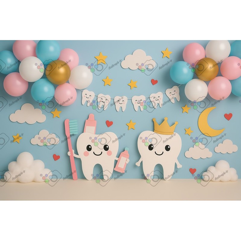 بک دراپ کودک تم دندونی-کد 55418(ویژه عکس گراف)
