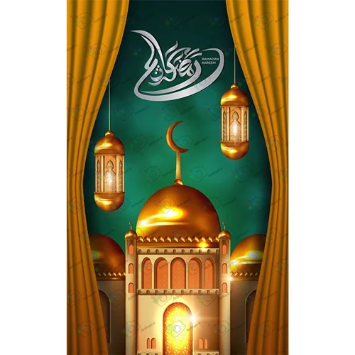 دانلود وکتور ماه مبارک رمضان با طرح مسجد و فانوس و ماه-کد 10273