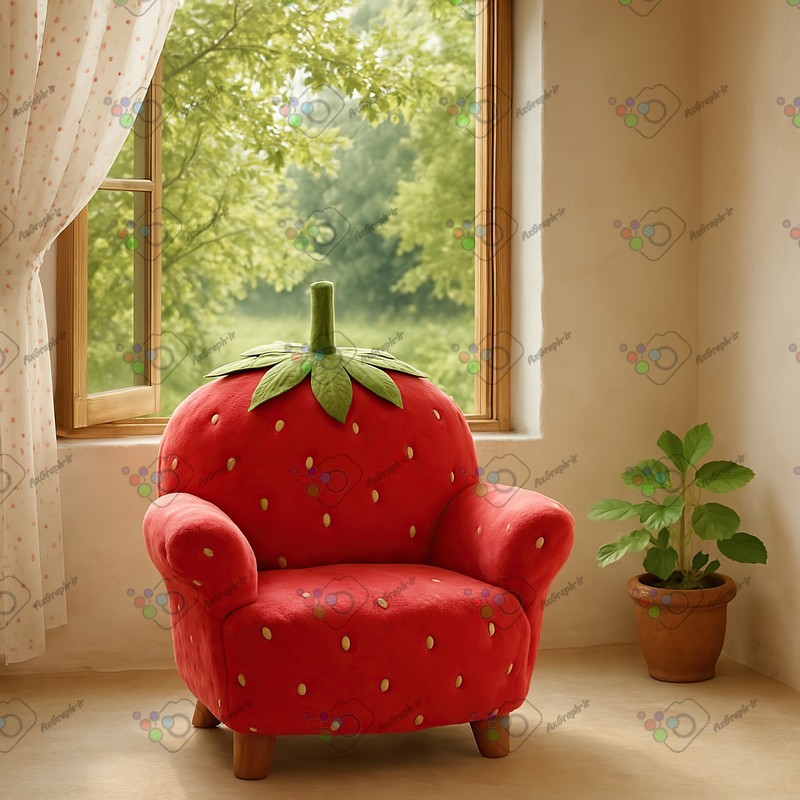 بک دراپ کودک و نوزاد مبل فانتزی تم توت فرنگی-کد 55392(ویژه عکس گراف)