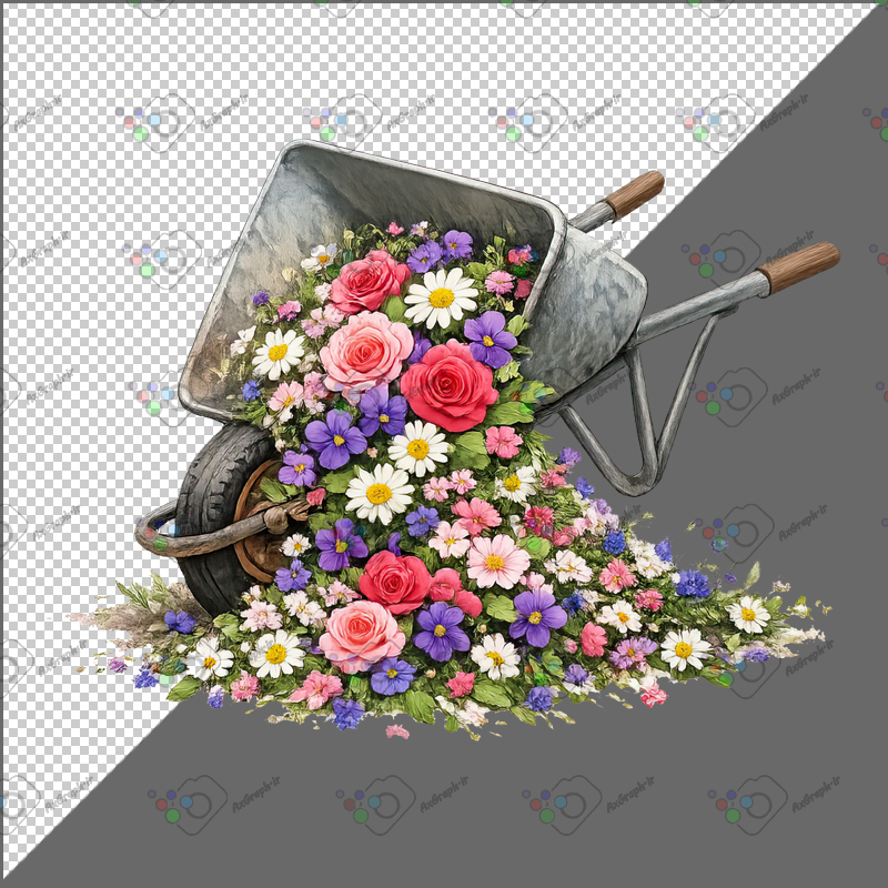 طرح برچسب فرقون گل و گلهای ریخته شده رز و مینا و بنفشه-کد 70056(ویژه عکس گراف)
