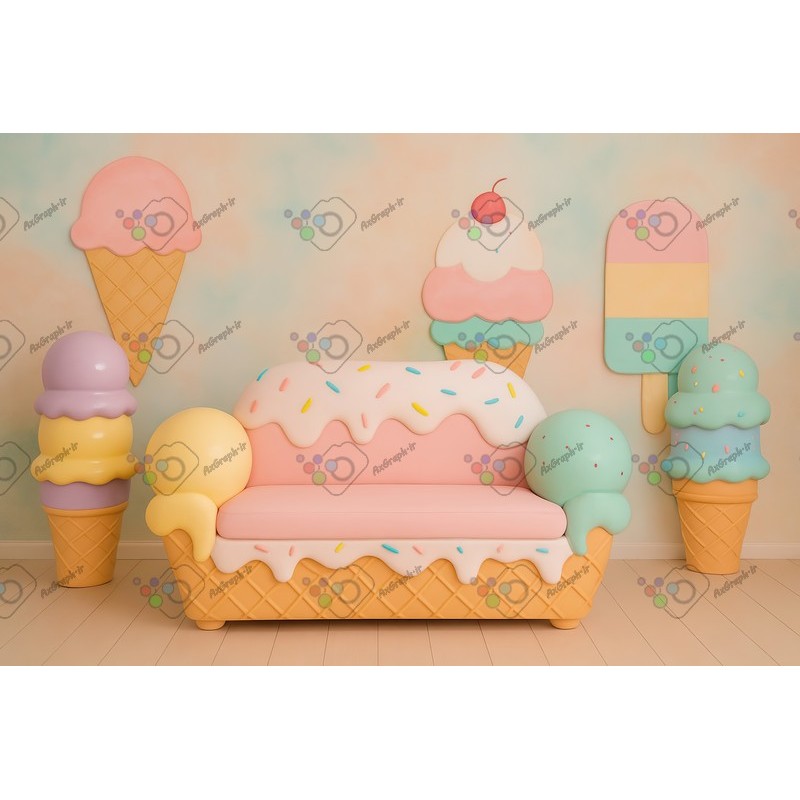 بک دراپ کودک مبل تم بستنی-کد 55445(ویژه عکس گراف)