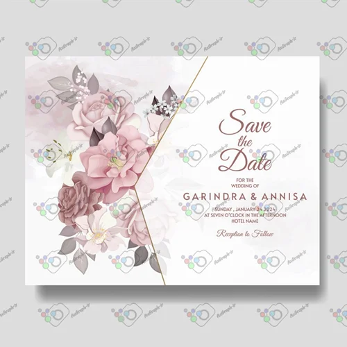 وکتور کارت دعوت عروسی گلدار-کد 11583
