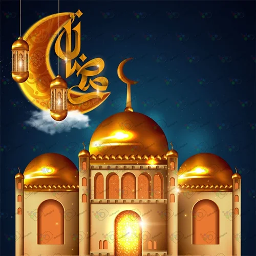 دانلود وکتور ماه مبارک رمضان با طرح مسجد و فانوس و ماه-کد 10277
