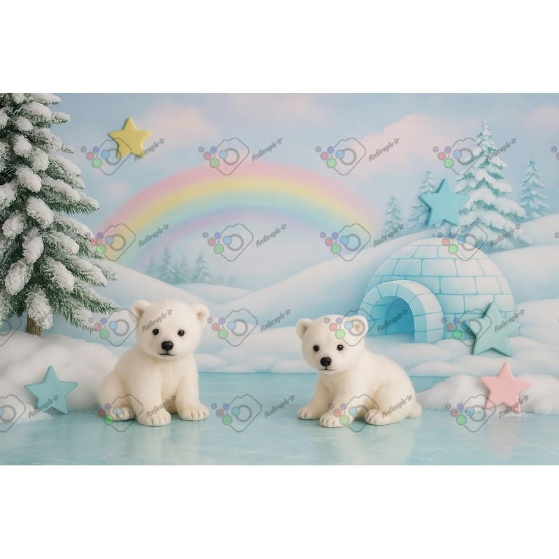 بک دراپ کودک تم خرس قطبی-کد 55430(ویژه عکس گراف)