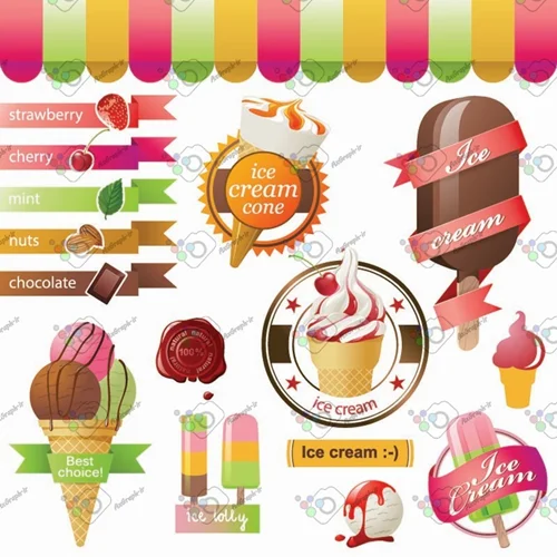وکتور انواع بستنی در 8 طعم و مدل-کد 11119