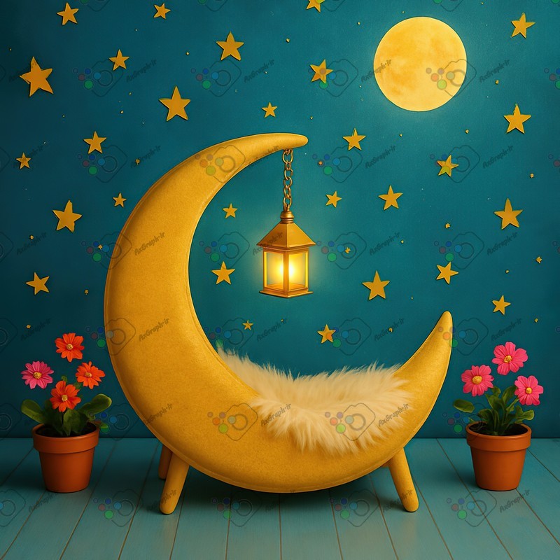 بک دراپ کودک و نوزاد تم ماه و ستاره-کد 55373(ویژه عکس گراف)