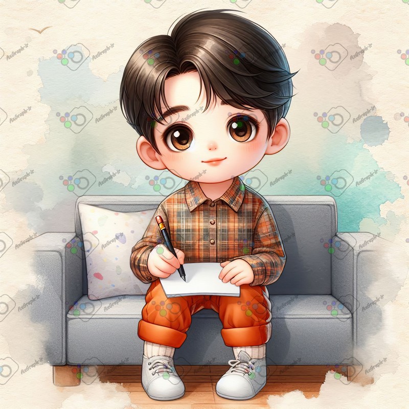 بک گراند کودکانه پسربچه در حال نوشتن-کد 44442(ویژه عکس گراف)