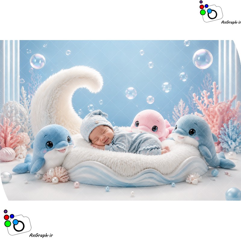 بک دراپ نوزاد دلفین ها در اقیانوس-کد 55544(ویژه عکس گراف)