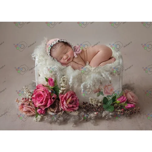 بک دراپ نوزاد تخت خواب چرمی گل آرایی-کد 5305