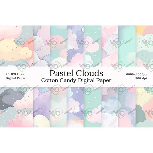 کاغذ دیجیتال طرحِ ابرهای پاستلی-کد 4008