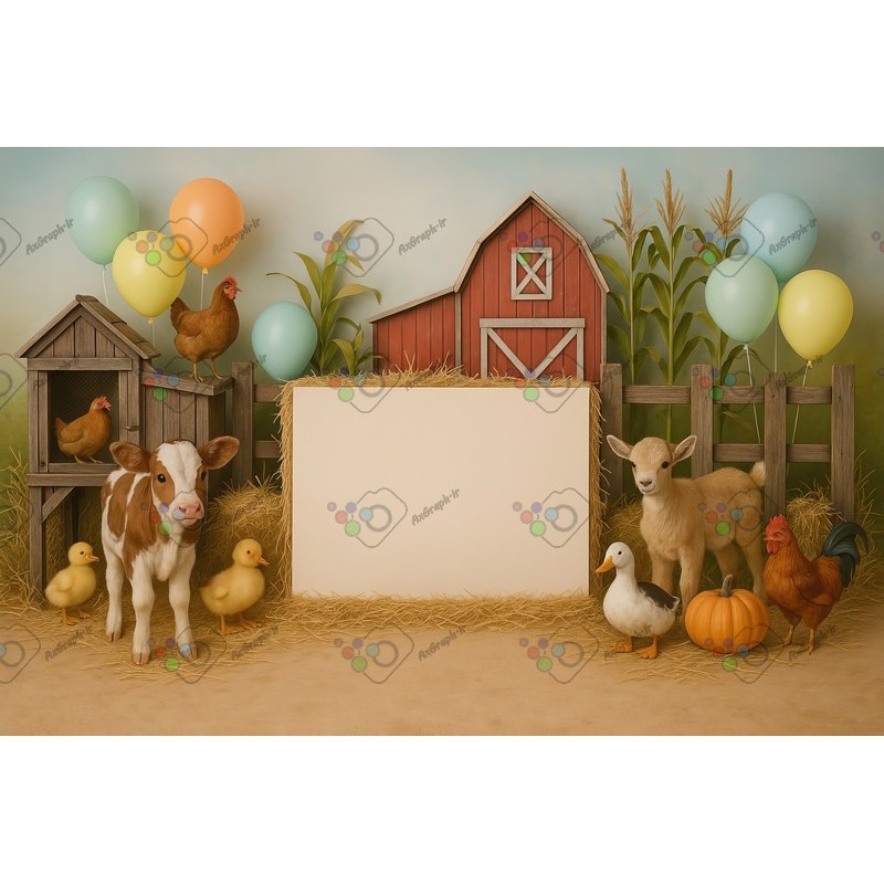 بک دراپ کودک تم مزرعه حیوانات-کد 55434(ویژه عکس گراف)